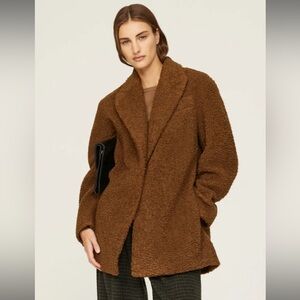 Vince Boucle Faux Fur Camel Blazer Coat Sz L NWT
